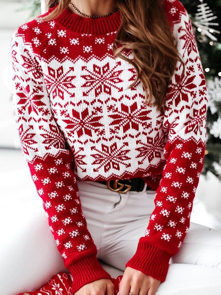 

Shift Christmas Snowman Casual Long Sleeve Sweater, White, Auto-clearance