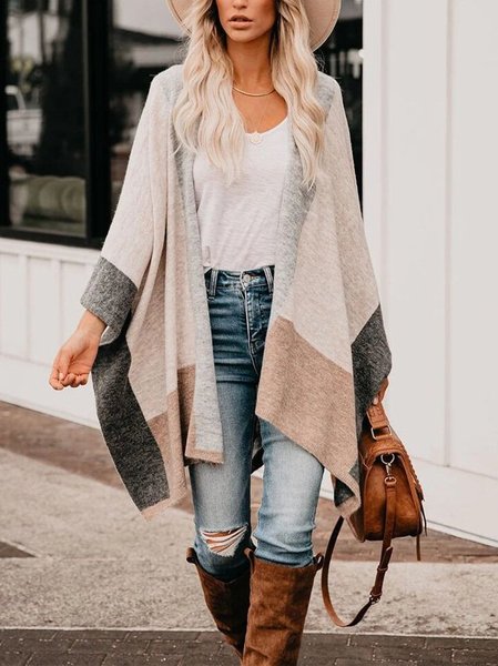 

Casual V Neck Long Sleeve Cardigan, Apricot, Cardigans