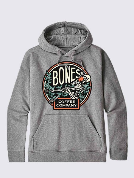 

Vintage Skull Cotton-Blend Hoodie Men's Fashion Print Sweatshirt, Gray, Hoodies&Sweatshirts