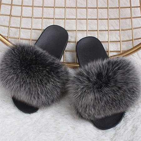

Casual Faux Fur Slippers, Gray, Slippers