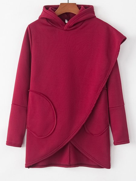 

Vintage Hoodie Plain Long Sleeve Plus Size Statement Casual Outwear, Wine red, Hoodies & Sweatshirts