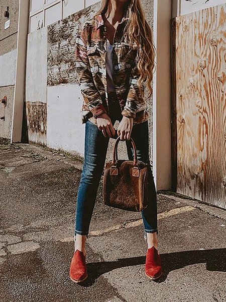 

Color Long Sleeve Shirt Collar Outerwear, Outerwear