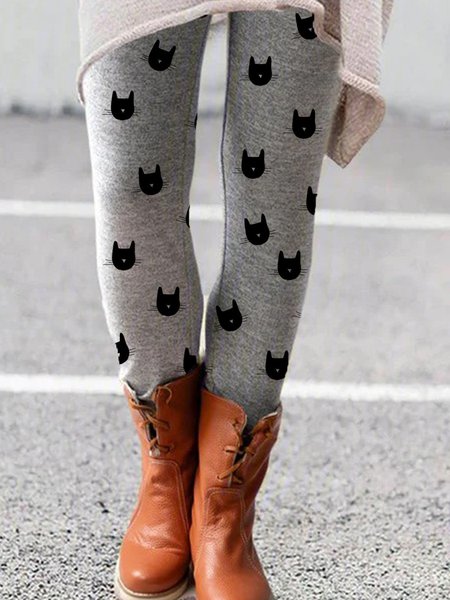 

Nuovo Donna Moda Taglia Grande Vintage Aderente Stampato Animale Pantaloni, Grigio, Leggings