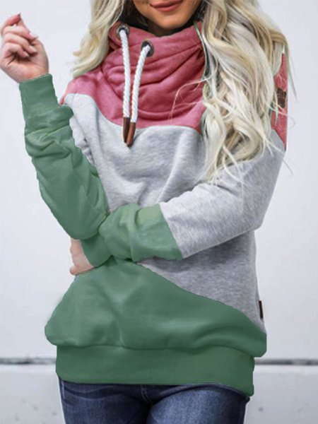 

Multicolor Long Sleeve Paneled Solid Hoodie Sweatshirt, Hoodies&Sweatshirts