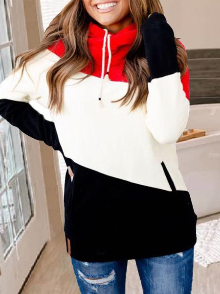 

Multicolor Paneled Solid Hoodie Long Sleeve Sweatshirt, Hoodies&Sweatshirts