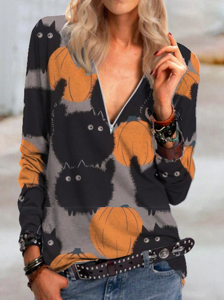 

Gray Long Sleeve Shift Knitted V Neck Shirts & Tops, Blouses & Shirts