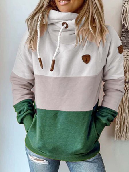 

Green Color-Block Casual Long Sleeve Sweatshirt, Hoodies&Sweatshirts