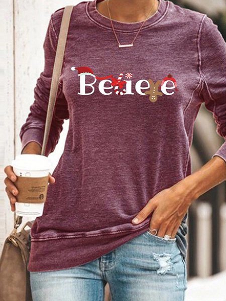 

Natale Credere Gingerbread Man Stampare Girocollo Sottile Casuale Girocollo Felpa, Viola, Hoodies & Sweatshirts