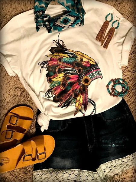 

White Casual Shift Crew Neck Abstract Shirts & Tops, Tops