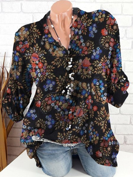 

Black Shirt Collar Long Sleeve Blouse, Shirts & Blouses