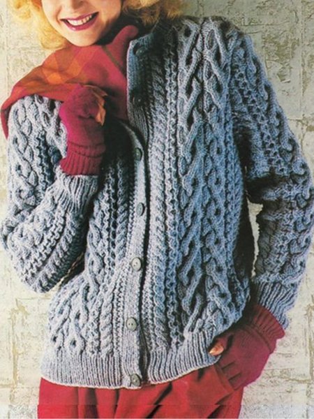 

Gray Long Sleeve Cotton Sweater, Sweaters