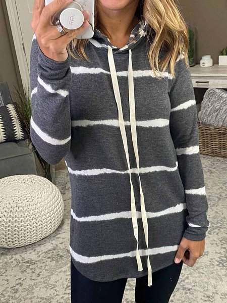 

Black-Grey Casual Hoodie Shift Shirts & Tops, Hoodies&Sweatshirts