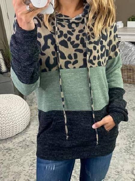 

Green Casual Leopard Shift Shirts & Tops, Hoodies&Sweatshirts