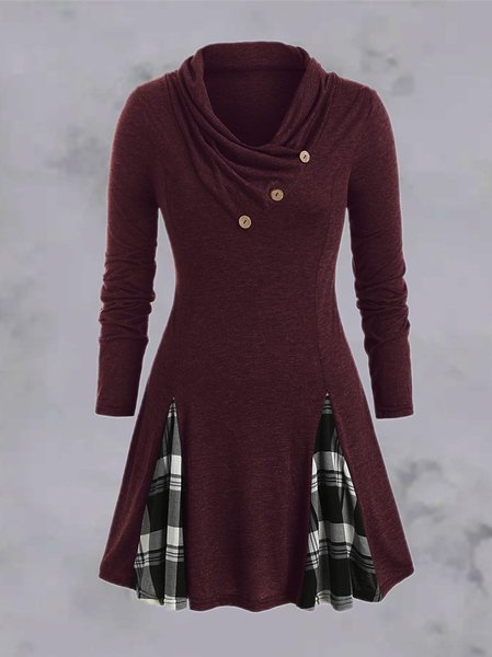 

Red Paneled Vintage A-Line Cotton Weaving Dress, Mini Dresses
