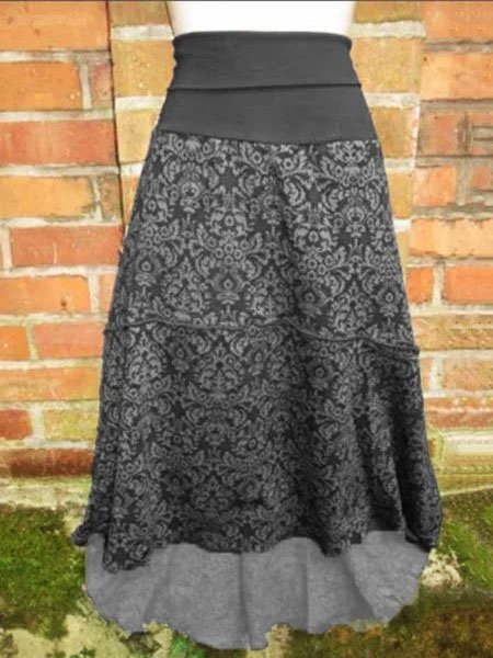 

Midi Gonna Vintage di Misto Cotone, Grigio, Skirts