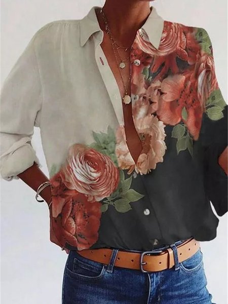 

Black Long Sleeve Floral-Print Floral Blouse, Shirts & Blouses