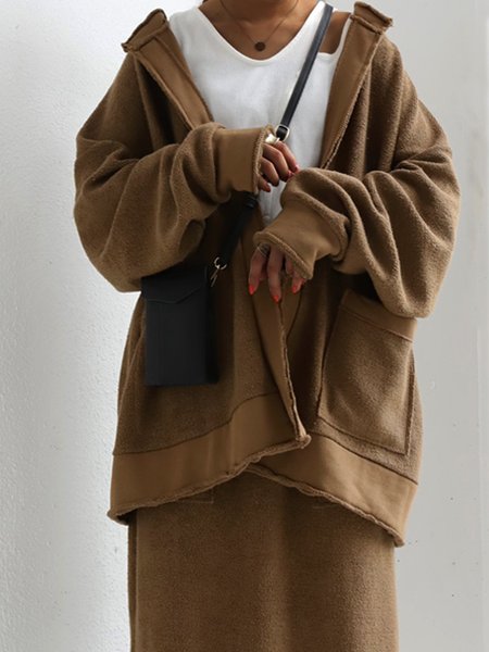 

Jersey Long Sleeve Casual Cotton Jacket, As picture, Coats