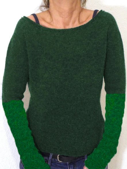 

Solid Cotton-Blend Long Sleeve Sweater, Green, Sweaters