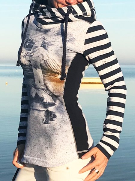 

Casual Long Sleeve Plus Size Printed Hoodie Sweatshirts, Black, Hoodies&Sweatshirts
