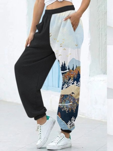 

Black Mountain Printed Casual Color-Block Sports Pants, Pants