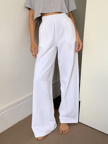 

Casual Pockets Solid Shift Pants, White, Pants