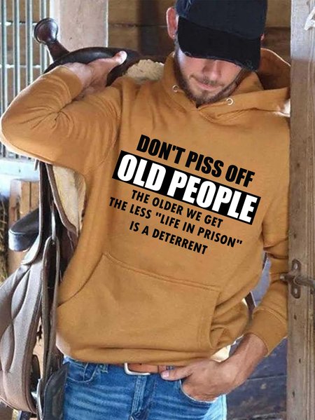 

Don't Piss Off Old People Men's Long Sleeve Hoodie & Sweatshirt, Brown, Men