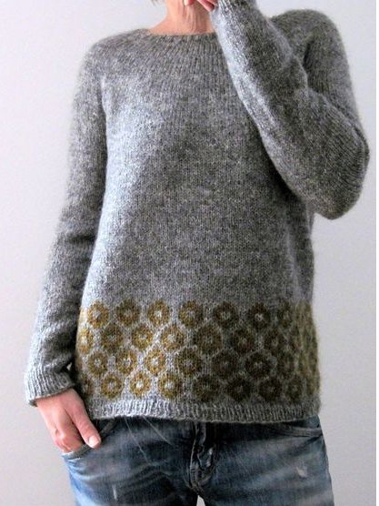 

Long Sleeve Striped Crew Neck Vintage Sweater, Gray, Sweaters