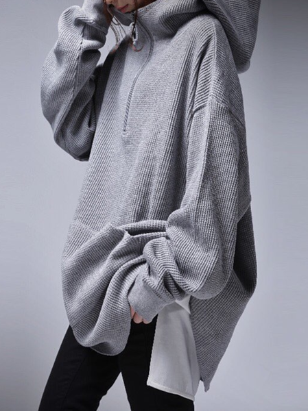 

Taglia Grande Solido Casuale Felpa, Grigio, Hoodies & Sweatshirts
