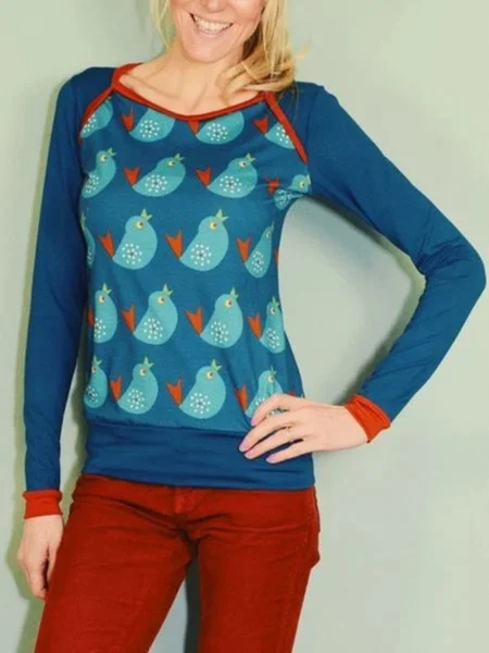 

Cotton-Blend Casual Printed Shirts & Tops, Blue, Tops