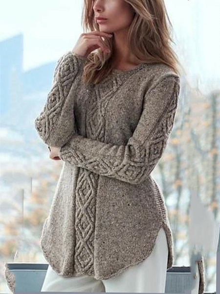 

Gray Acrylic Casual Long Sleeve Plain Sweater, Sweaters