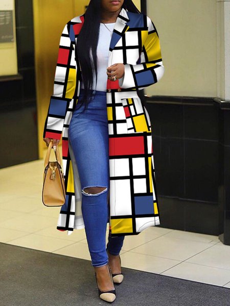 

Long Sleeve Casual Shift Knit coat, Yellow, Trench Coats