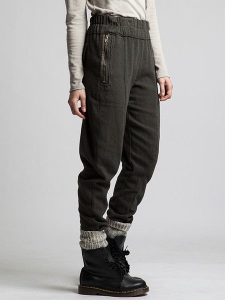 

Deep Gray Cotton Gathered Casual Pants, Bottoms