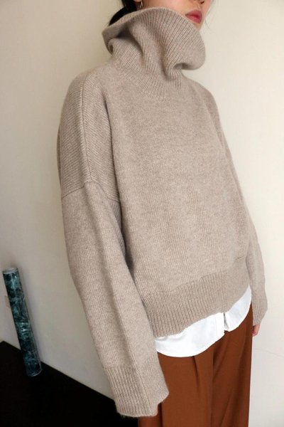

Turtleneck Long Sleeve Sweater, Beige, Sweaters