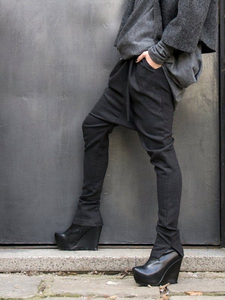 

Linen Solid Pants, Black, Pants