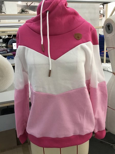 

Casual Long Sleeve Patchwork Sweatshirt, Pink, Hoodies&Sweatshirts