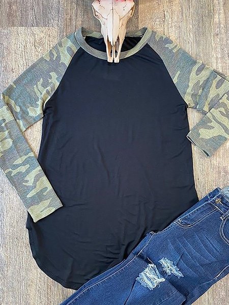 

Black Camo Crew Neck Shift Casual Top, Hoodies & Sweatshirts