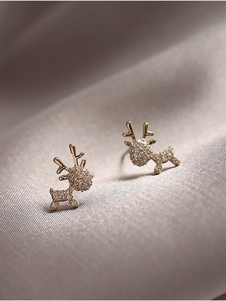 

Casual Christmas Deer Earrings, Gold, Earrings