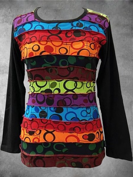 

Black Cotton-Blend Long Sleeve Printed Abstract Tops, Hoodies&Sweatshirts