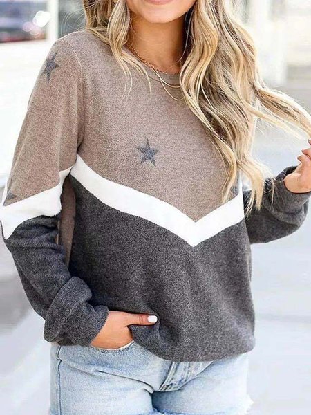 

Vintage Geometrico Stella Stampato Maniche Lunghe Girocollo Casuale Top, Grigio, Hoodies & Sweatshirts