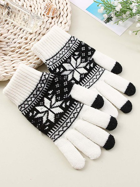 

Printed Mobile Phone Touch Screen Knitted Gloves, White, Scarves & Gloves