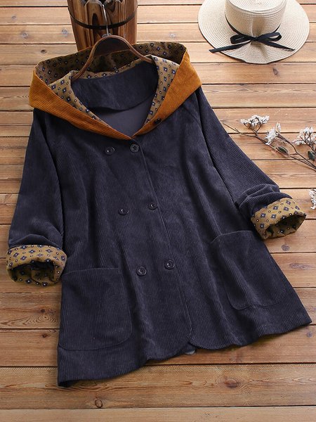 

Hoodie Tribal Casual Jacket, Blue, Coats