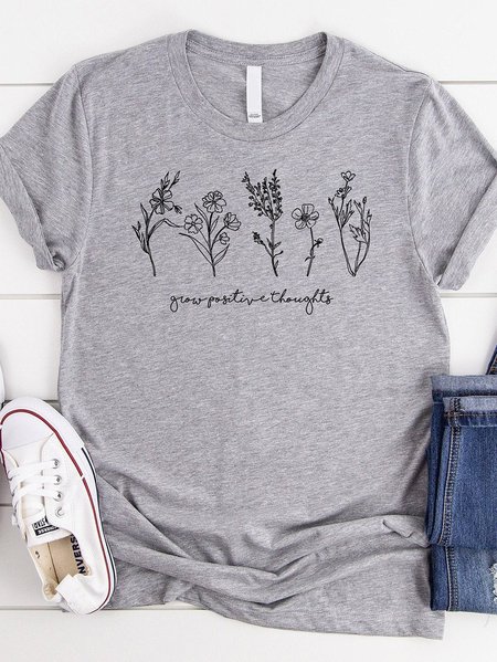 

Grow Positive Thoughts Shirt Positive Thought Tee Mental Health Shirt, Gray, T-shirts