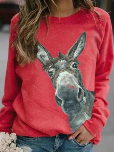 

Maniche Lunghe Top Misto Cotone, Rosso, T-Shirts