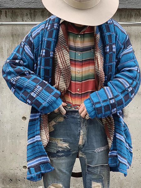 

Red Plaid Vintage Outerwear, Blue, Men Winter Clearance