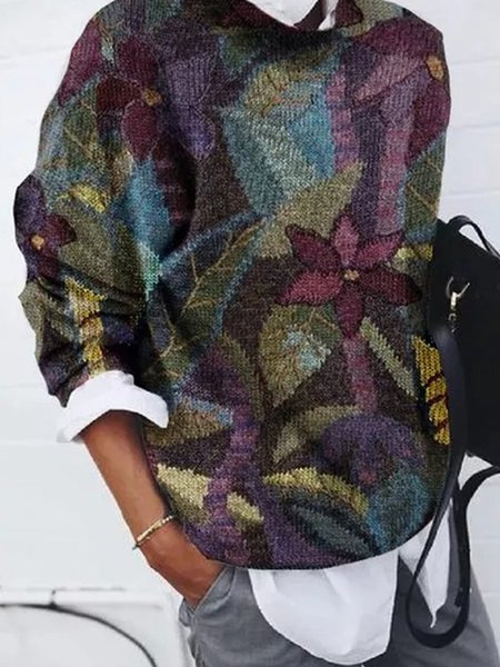 

Floral Knitted Shirts & Tops, Color, Sweaters&Cardigans