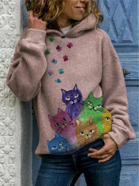 

Cotton-Blend Long Sleeve Sweatshirt, Pink, Sweatshirts & Hoodies