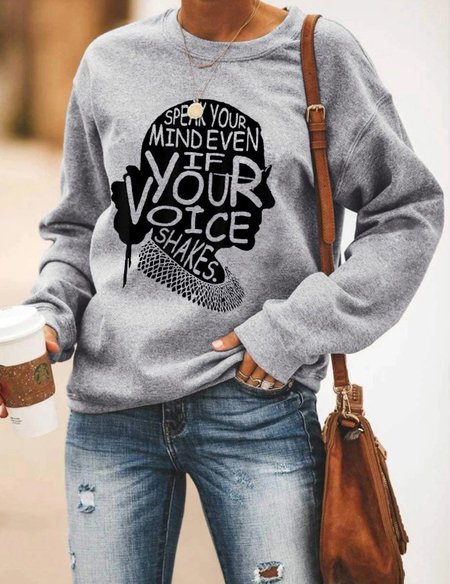 

Speak Your Mind Even If Your Voice Shakes Sweatshirt, Gray, Hoodies&Sweatshirts