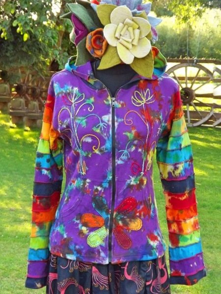 

Casual Long Sleeve Plus Size Printed Hoodie Outwear, Purple, Coats & Jackets