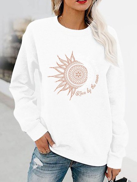 

Sun Flower Print Long Sleeve Casual Sweatshirt, White, Sweatshirts & Hoodies