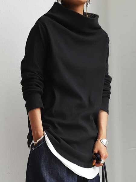 

Black Cotton-Blend Casual Shirts & Tops, Long sleeves